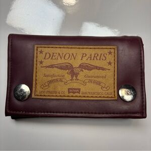 🍷 Levi’s Strauss & Co. Burgundy Leather Wallet – Denon Paris Label 🔗
